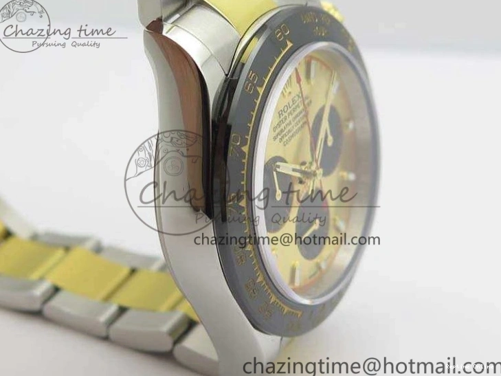 1230 FlexibleFit Daytona SS YG Ceramic Bezel JH Best Edition Gold Dial On SS YG Bracelet A 3528